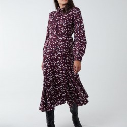 Shirt Midi Dress With Godet Hem