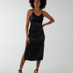 Jacquared Satin Slip Dress