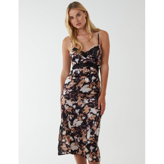 Printed Satin Slip Dress