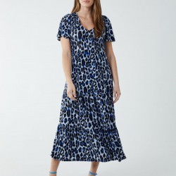 Shirred Bodice Midi Tier Dress