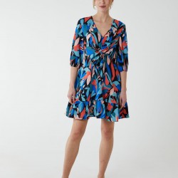 Tie Front 3/4 Sleeve Dress