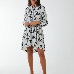 Mandarin Collar High Low Mini Dress