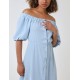 Bardot Button Through Midi Dress