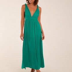 Rope Detail Plunge V-Neck Split Hem Maxi Dress