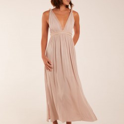 Rope Detail Plunge V-Neck Split Hem Maxi Dress