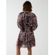 Paisley Wrap Front Pleated Kimono Sleeve Dress