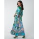 V Neck Flutter Sleeve Maxi Dress