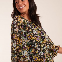 Floral Raglan Sleeve Tunic Dress