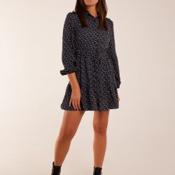 Ruched Shoulder Mini Shirt Dress