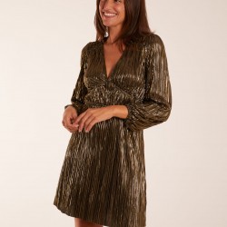 Foil Print V-Neck Mini Dress