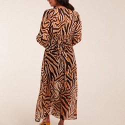 V Neck Animal Print Maxi Dress