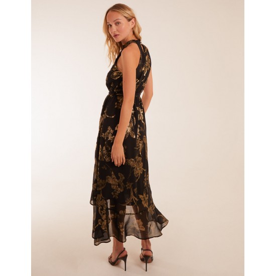 Foil Halterneck Maxi Dress