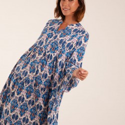 Damask Button Down Maxi Dress