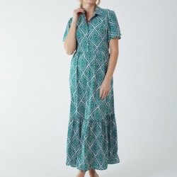 Diamond Print Angel Sleeve Maxi Dress