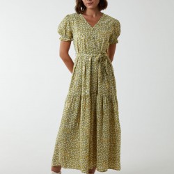 Belted Ditsy Maxi Dress