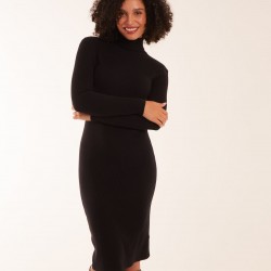 Ribbed Roll Neck Midi Dress