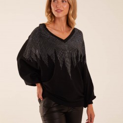 V Neck Diamante Jumper