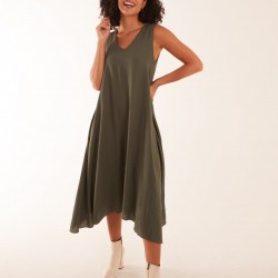 Linen A Line Midi Dress