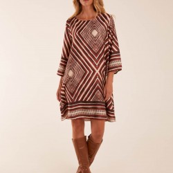 Aztec Border Straight Line Midi Dress