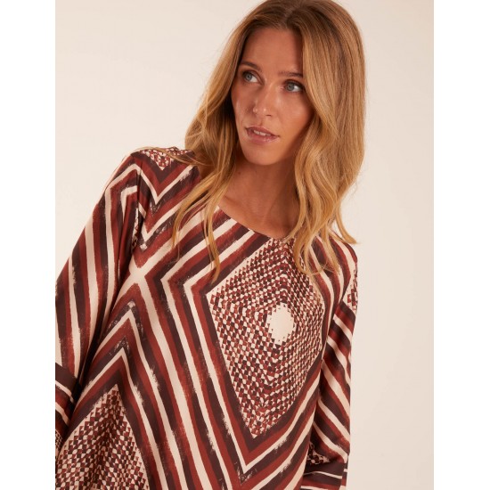 Aztec Border Straight Line Midi Dress