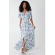 Tropical Leaf Button Through Maxi Dress