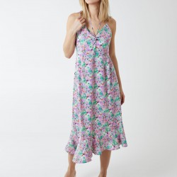 Twist Front Floral Print Midi Dress