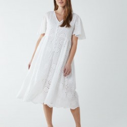 Broderie Angel Sleeve Midi Dress