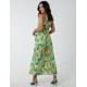 Halterneck Abstract Leaves Maxi Dress