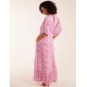 Elasticated Waist Tier Hem Angel Sleeve Maxi Dress