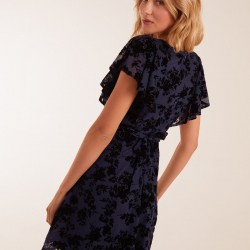 Flocked Floral Dress