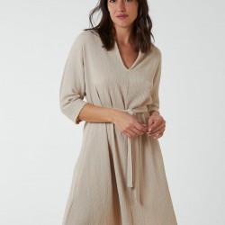 V Neck Crunchy Stitch Batwing Dress