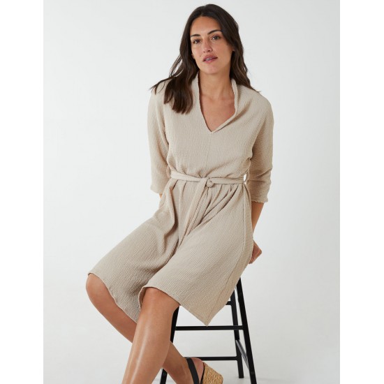 V Neck Crunchy Stitch Batwing Dress