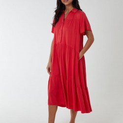 Drop Waist Tiered Midi Dress