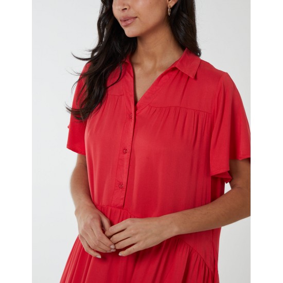 Drop Waist Tiered Midi Dress