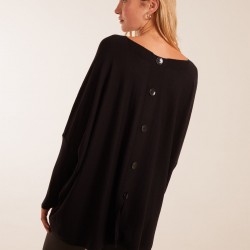 Leopard Star Print Button Back Batwing Top