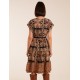 Tiered Crossover Printed Dress