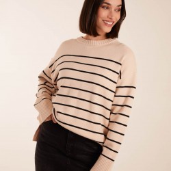 Thin Stripe Crew Neck Chunky Jumper