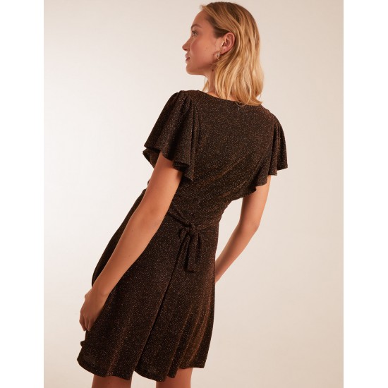 Lurex Flutter Sleeve Mini Dress